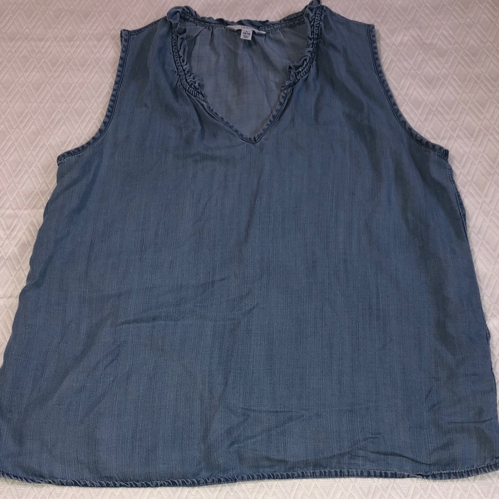 Time and Tru Sleeveless V-Neck Tank Top - Denim Blue